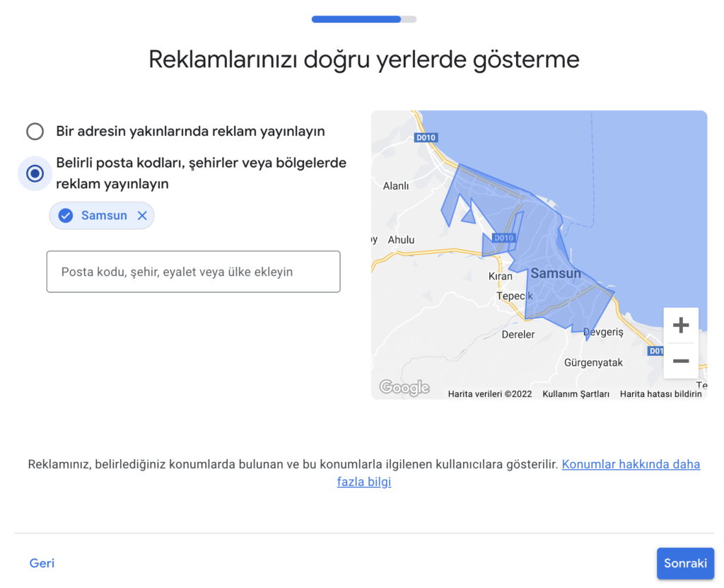 Google Ads Reklam Bölgesi Ayarlama